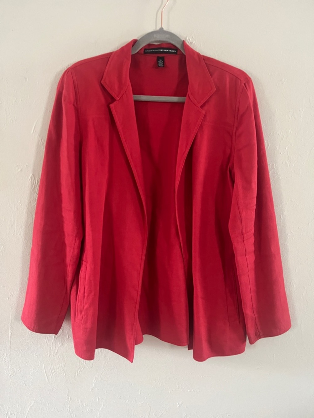 Women's Open Front Linen Red Blazer Jacket